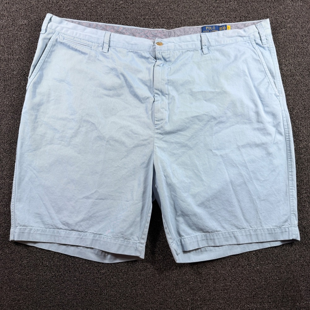 Polo Ralph Lauren Mens 52B Light Blue Classic Fit Flat Front Cotton Chino Shorts